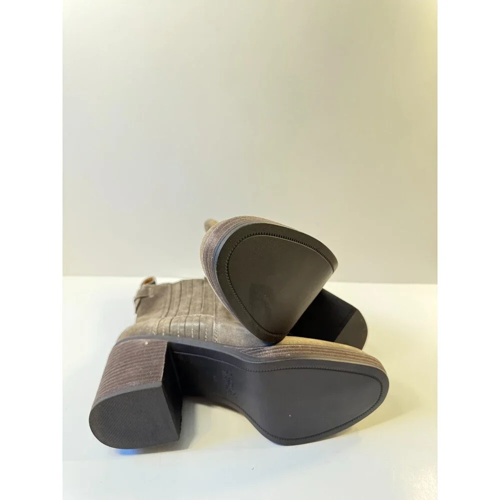 Crown Vintage Womens Boots Taupe Suede Sturdy Block Heels US 9